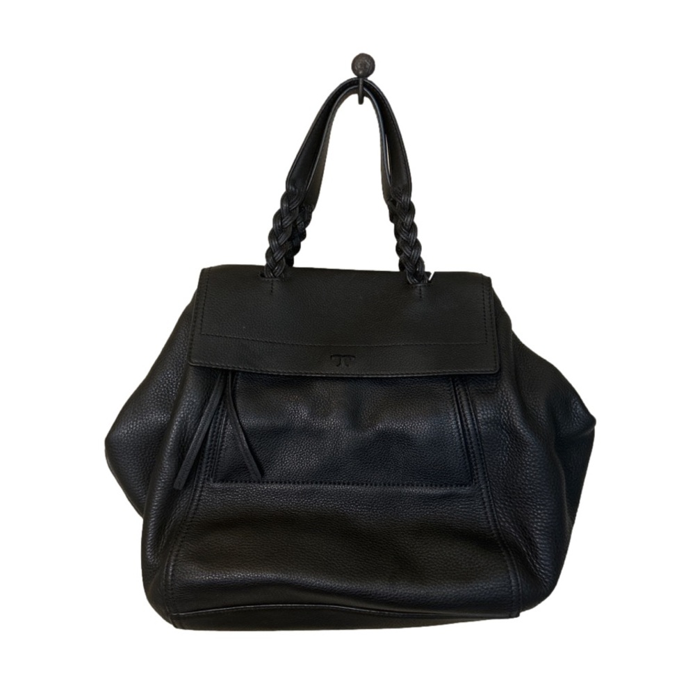 Tory Burch: Black Leather Half Moon Satchel. Gold Hardware and Optional Strap